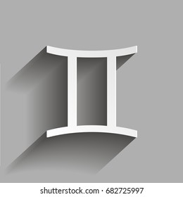 Gemini zodiac sign. Astrological symbol icon with shadow
