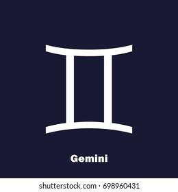 Gemini zodiac sign. Astrological symbol.  Vector icon on dark blue background.