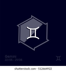 Gemini zodiac sign. Astrology symbol vector illustration.