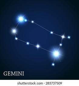 Gemini Zodiac Sign of the Beautiful Bright Stars Vector Illustration EPS10