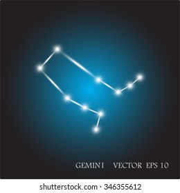 Gemini Zodiac Sign of the Beautiful Bright Stars Vector Illustration 