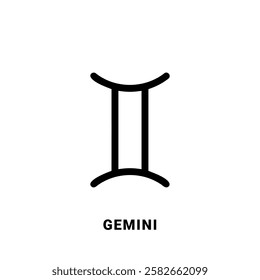 Gemini zodiac sign, black symbol, single vector design element