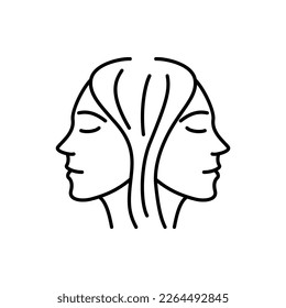 Gemini Zodiac Sign Black Thin Line Icon Horoscope and Astrology Concept . Vector illustration of Twins