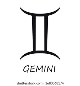 Gemini zodiac sign black vector illustration. Celestial twins esoteric silhouette symbol. Astrological constellation. Horoscope monthly prediction calendar element. Isolated glyph icon