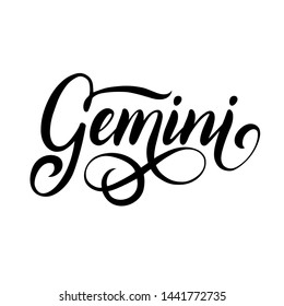 Gemini - zodiac sign, calligraphy style inscription