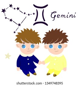 Gemini zodiac sign in cartoon style isolate on white background vector image