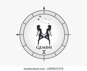 gemini zodiac sign and constellation. astrology and horoscope symbol. isolated vector image