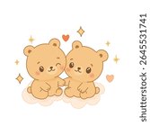 Gemini zodiac sign with cute twin baby bears