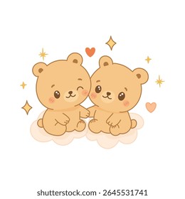 Gemini zodiac sign with cute twin baby bears