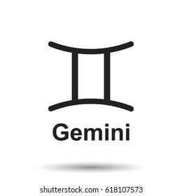 Gemini zodiac sign. Flat astrology vector illustration on white background.
