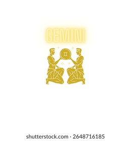 Gemini Zodiac Sign with Glowing Text