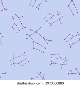 Gemini zodiac sign, hand drawn astronomy illustration, gemini constellation, seamless pattern