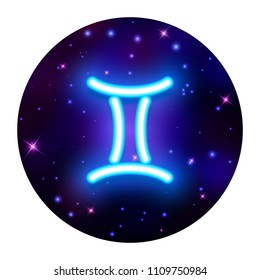 Gemini zodiac sign, horoscope symbol, vector illustration
