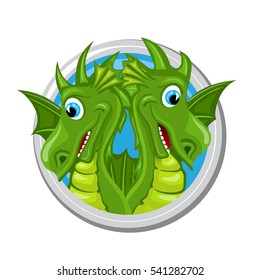 Gemini. Zodiac sign. Horoscope. Two dragons are twins standing side by side