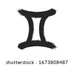 Gemini zodiac sign.  Isolated gemini brush stroke sign. 