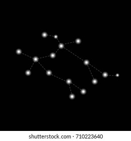 Gemini Zodiac Sign isolated on dark background. Vector Illustration

