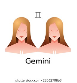 Gemini zodiac sign logo icon isolated horoscope symbol vector illustration