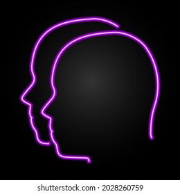 Gemini zodiac sign neon, modern glowing banner design, colorful trend of modern design on black background. Vector illustration.
