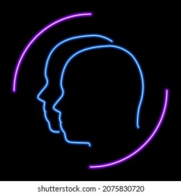 Gemini zodiac sign neon, modern glowing banner design, colorful trend of modern design on black background. Vector illustration.