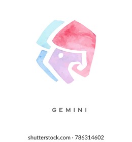 Gemini zodiac sign, part of zodiacal system watercolor vector illustration isolated on a white background