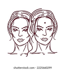 gemini zodiac sign sketch icon