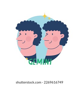 Gemini zodiac sign. The third symbol of the horoscope. Astrological sign of those born in June. Vector illustration for design.