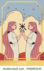 Gemini zodiac sign. Trendy vector illustration.