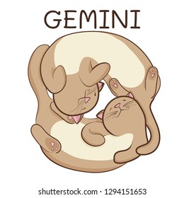 Gemini zodiac sign; twin cats stylized as gemini zodiac;