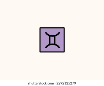 Gemini zodiac sign vector icon. Isolated Gemini horoscope sign flat emoji, emoticon symbol - Vector svg