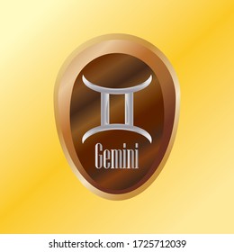 Gemini zodiac sign, vector illustration in silver color