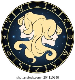 Gemini zodiac sign. Vector Illustration 