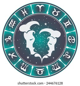 Gemini zodiac sign , vector illustration