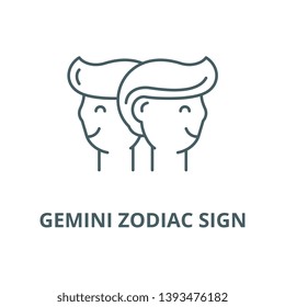 Gemini zodiac sign vector line icon, linear concept, outline sign, symbol