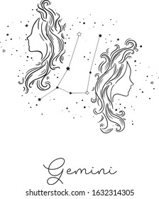 Gemini Zodiac Sign.Vector Illustration. Minimalism