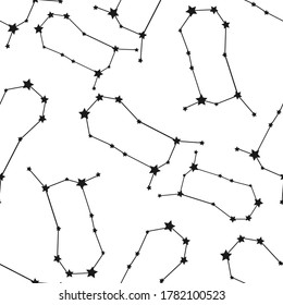 Estrella de zodiaco de Gemini sin fisuras. Signo repetitivo Gemini con estrellas en un fondo blanco.
diseño textil, tapicería, tela, decoración, ropa, rayado.