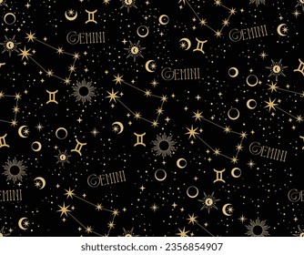 Gemini zodiac star nahtloses Muster. Symbol-Sterne Vector EPS10 , Design für Mode , Gewebe, Textilien, Tapeten, Cover, Web , Umhüllung und alle Drucke