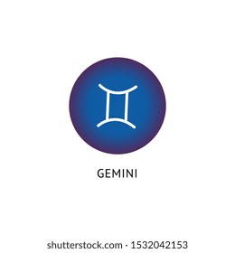 Gemini Zodiac star sign - blue isolated icon on white background. Astrological symbol for twins constellation, esoteric symbolism element vector illustration.