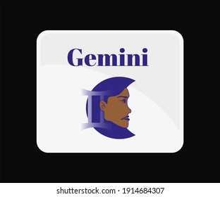 Gemini Zodiac star sign in vector, Twin sign, Air, Astrological sign