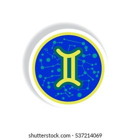 Gemini Zodiac stylish icon in paper sticker style