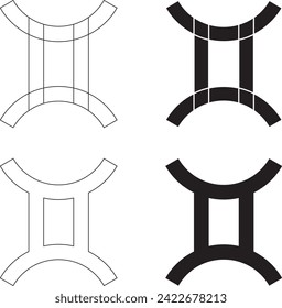 Gemini zodiac symbol vector graphics isolated on a white background.