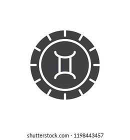 Gemini zodiac vector icon. filled flat sign for mobile concept and web design. Astrology horoscope simple solid icon. Symbol, logo illustration. Pixel perfect vector graphics