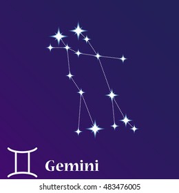 Gemini zodiacal constellation vector illustration, horoscope symbol, sign of the zodiac