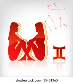 gemini zodiak astrology icon for horoscope - vector illustration