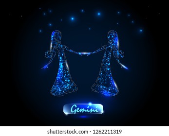 Gemini.Zodiac symbol on a background of the starry sky. Signs of the zodiac, astrology.