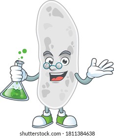 Gemmatimonadetes smart Professor Cartoon character holding glass tube on the lab. Vector illustration