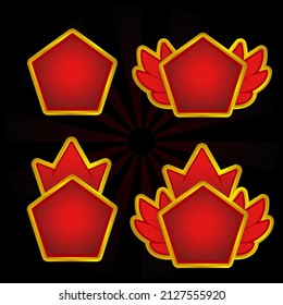 Gems award progress. Golden amulets set jewelry. Vector design
