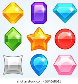 Gems Cartoon Colored Stones Different Shapes Stock Vector (Royalty Free ...