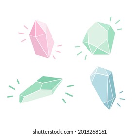 Los cristales de gemas establecen la ilustración vectorial aislada en el fondo blanco.