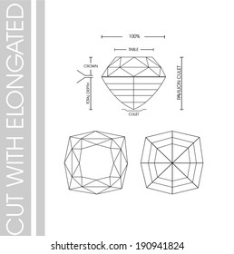 Gems cut with elongated 