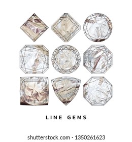 Gems cut set with silver foil